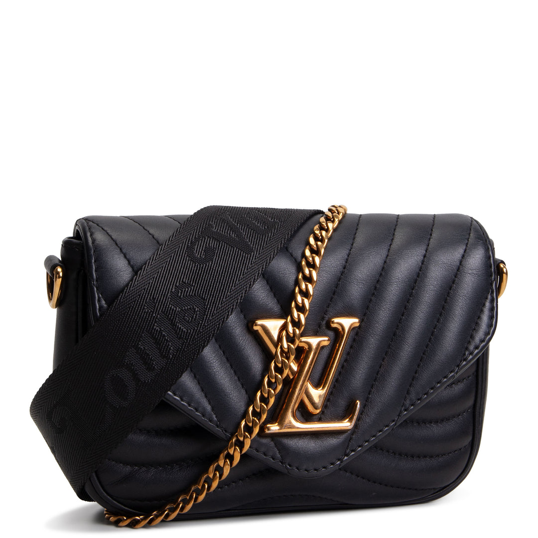 Black Wave-Quilted Leather Crossbody Bag