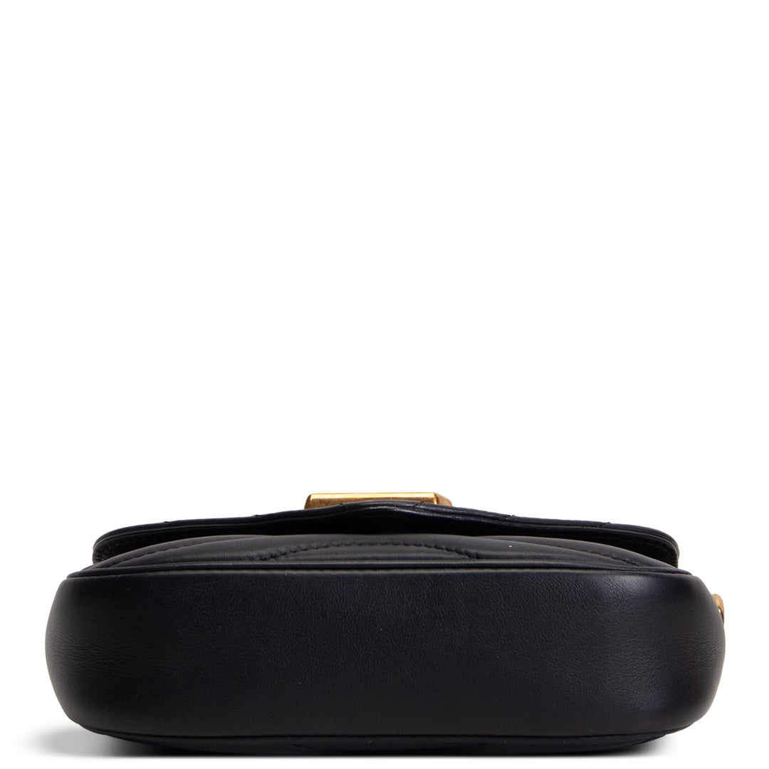 Black Wave-Quilted Leather Crossbody Bag