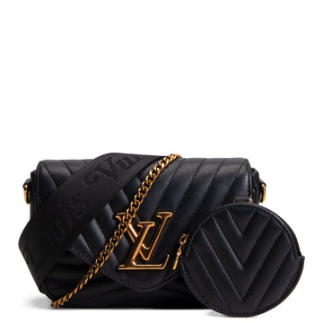 Black Wave-Quilted Leather Crossbody Bag