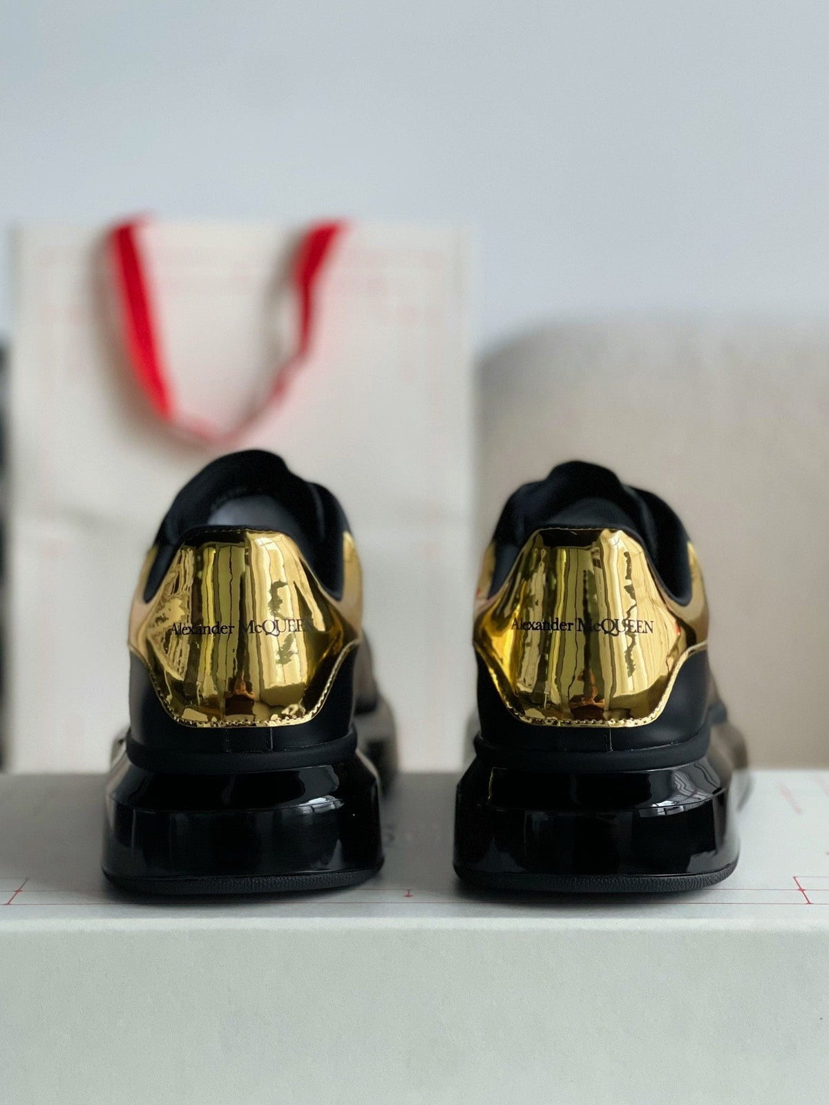 Alexander McQueen Oversized Black Gold Sneakers