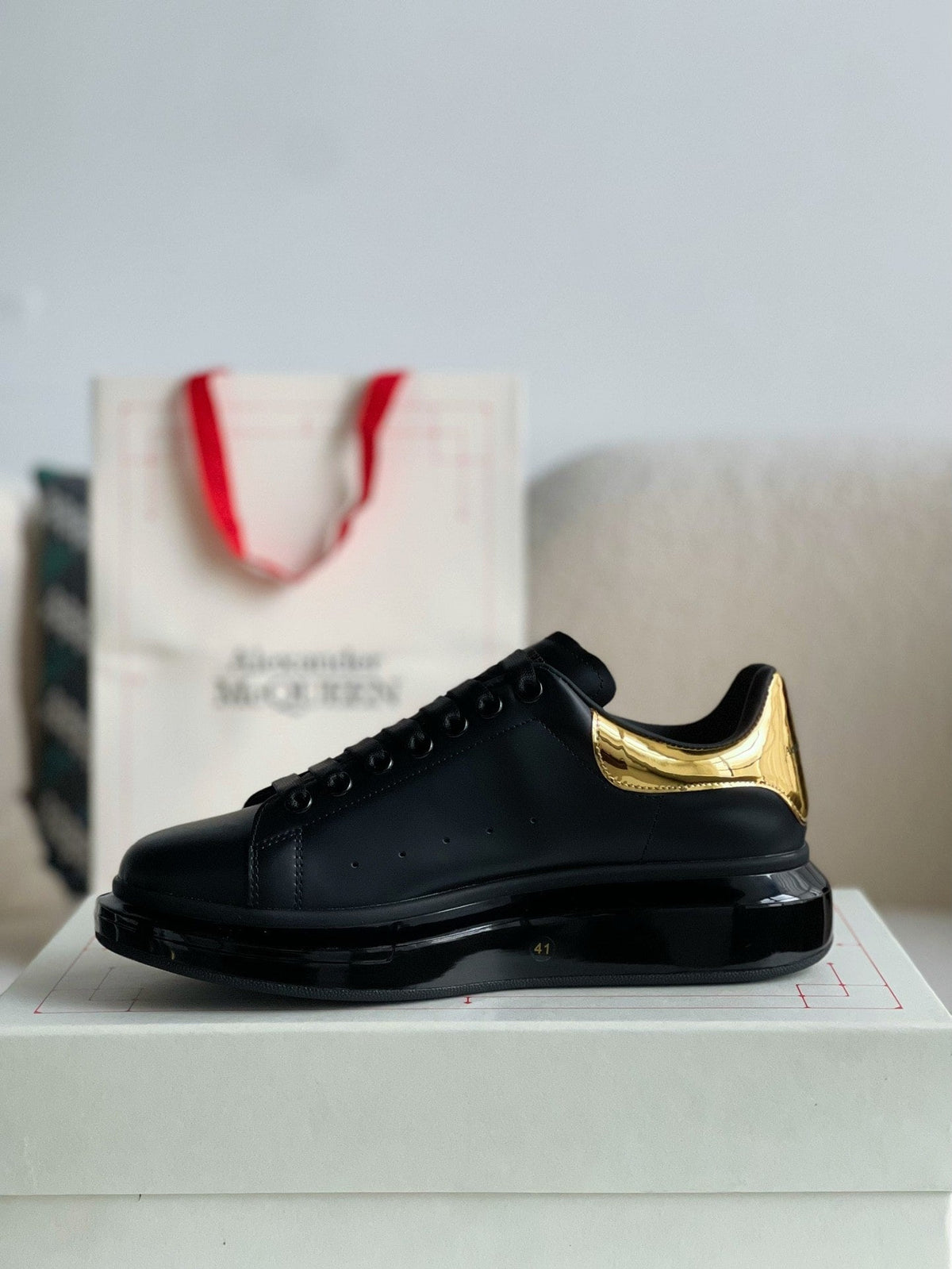Alexander McQueen Oversized Black Gold Sneakers