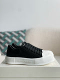 Alexander McQueen Black Canvas and Suede Plimsoll Lace Up Sneakers