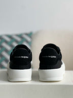 Alexander McQueen Black Canvas and Suede Plimsoll Lace Up Sneakers
