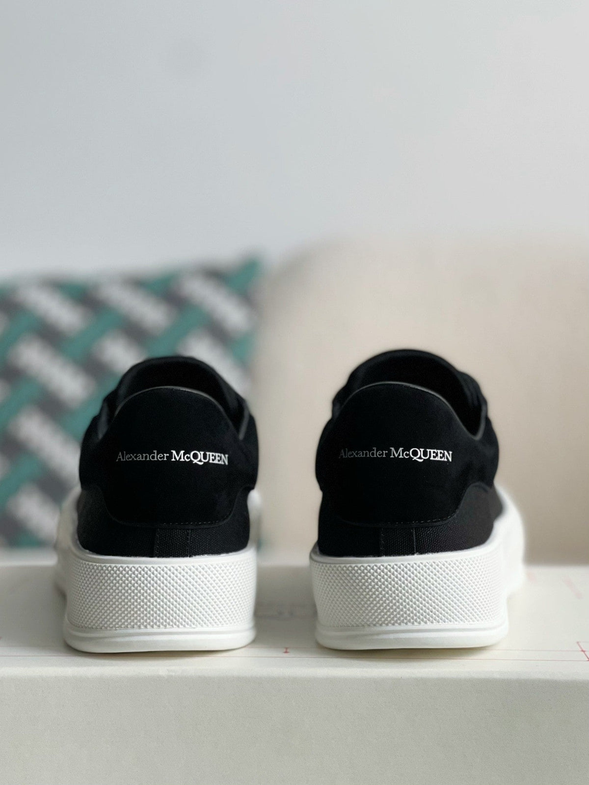 Alexander McQueen Black Canvas and Suede Plimsoll Lace Up Sneakers