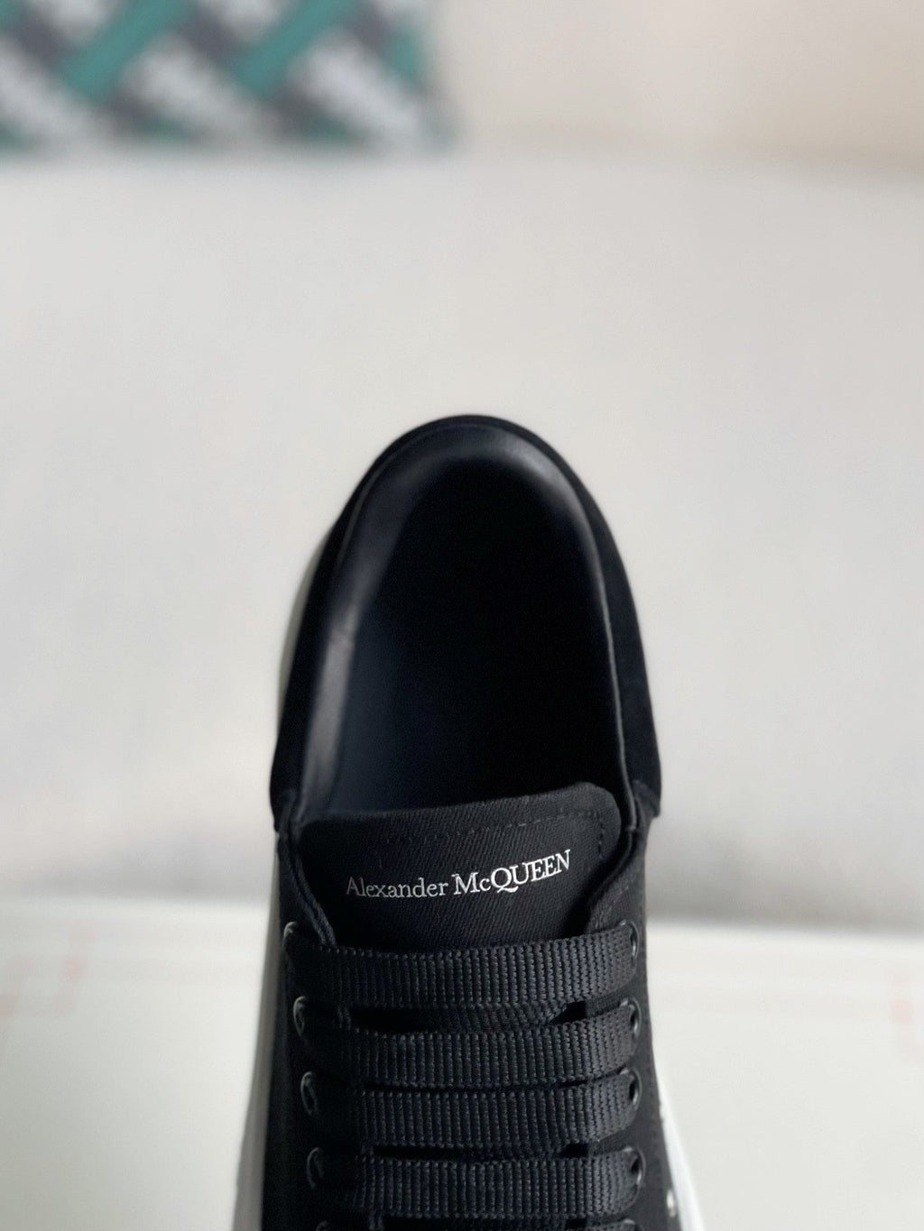Alexander McQueen Black Canvas and Suede Plimsoll Lace Up Sneakers
