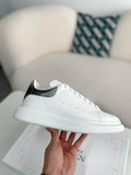 Alexander McQueen Men’s White Leather Oversized Sneakers with Gunmetal Metallic Heel