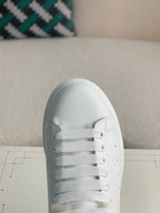 Alexander McQueen Men’s White Leather Oversized Sneakers with Shearling Lining