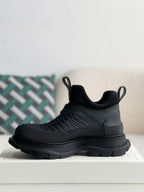 Alexander McQueen Moto Tread Slick Black Zip-Up Hybrid Sneakers