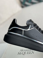 Alexander McQueen Oversized Black Sneakers with Holographic Piping Outline