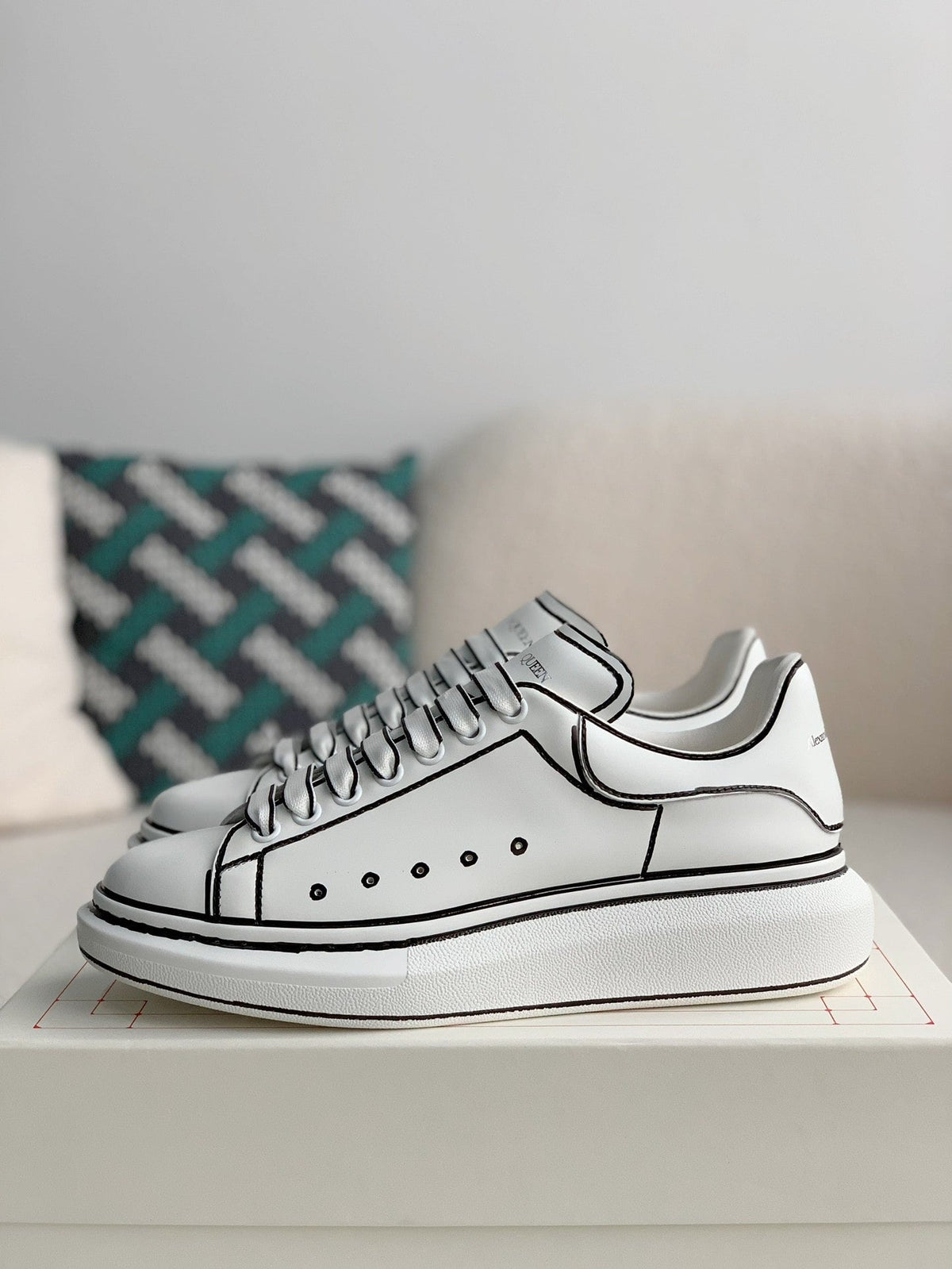 Alexander McQueen Oversized White Black Outline Sneakers