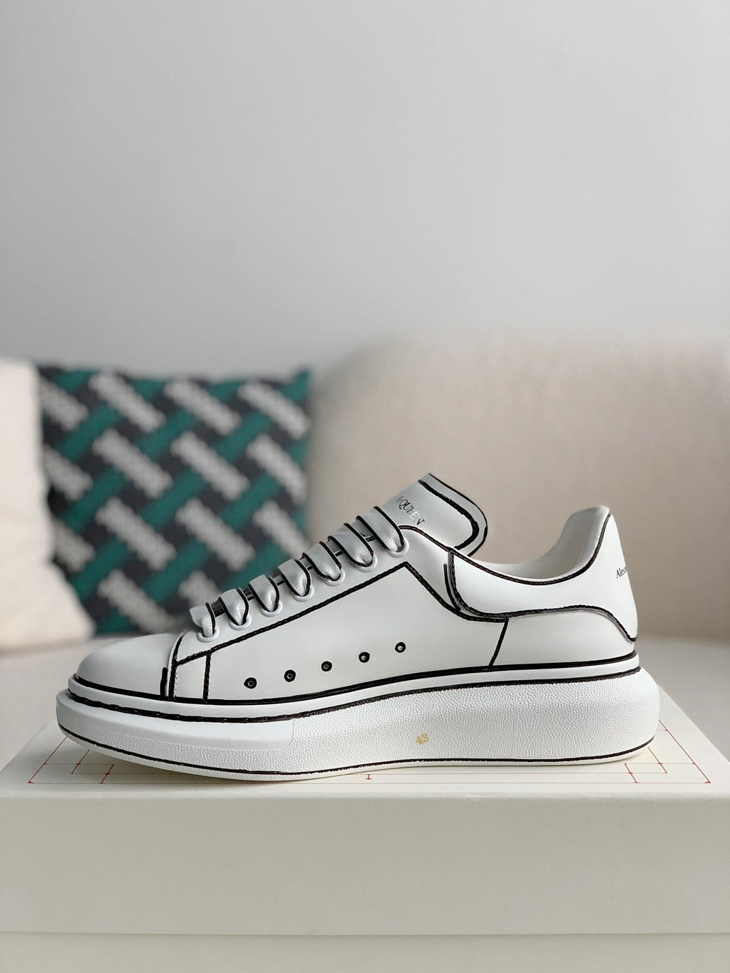 Alexander McQueen Oversized White Black Outline Sneakers