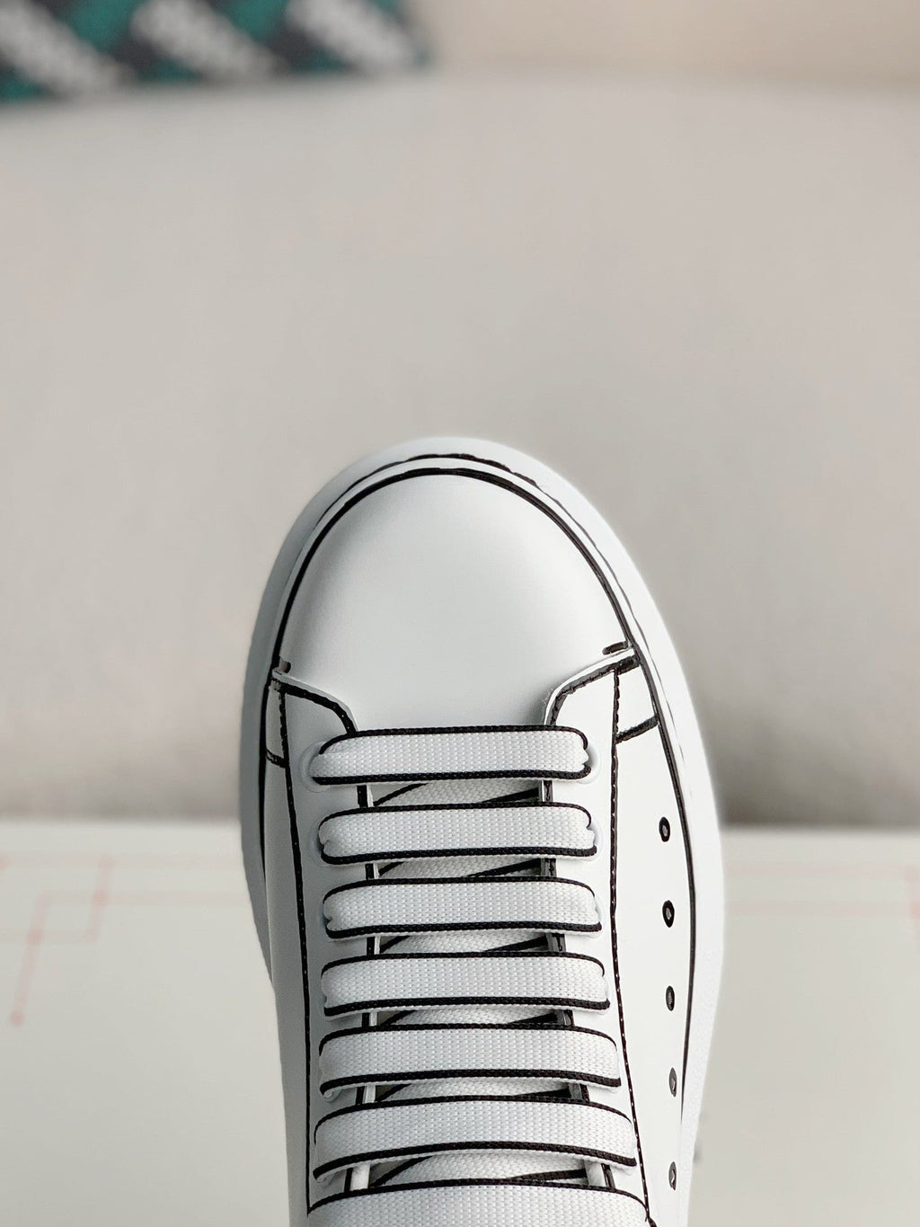 Alexander McQueen Oversized White Black Outline Sneakers