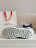 Alexander McQueen White Leather Oversized Sneakers with Black Suede Heel Tab