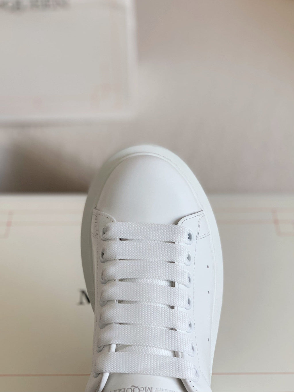 Alexander McQueen White Leather Oversized Sneakers with Black Suede Heel Tab