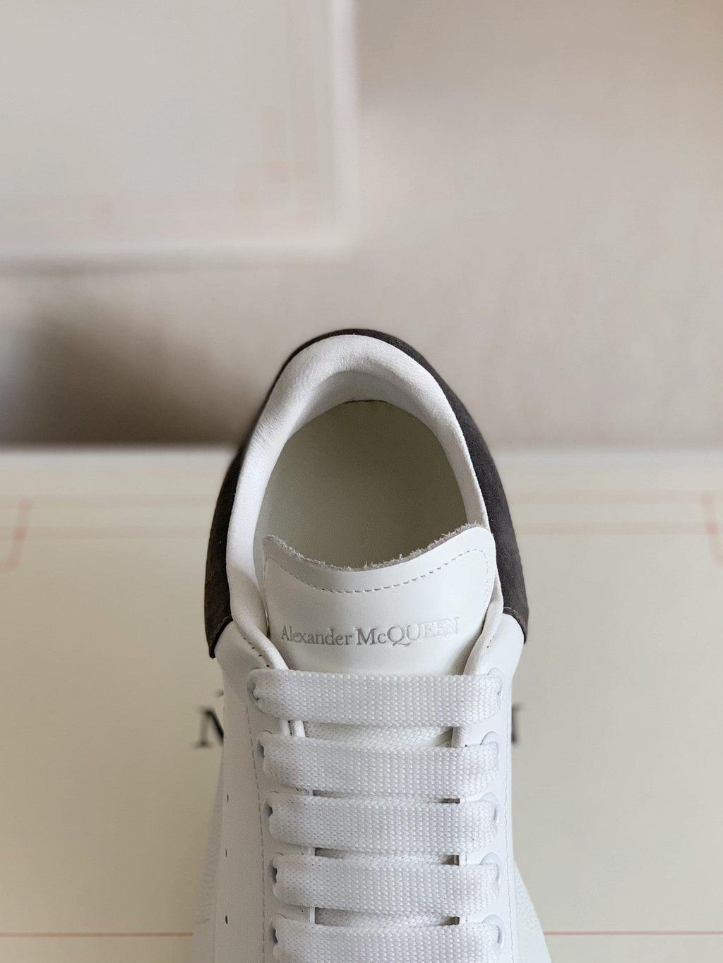 Alexander McQueen White Leather Oversized Sneakers with Black Suede Heel Tab