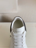 Alexander McQueen White Leather Oversized Sneakers with Black Suede Heel Tab
