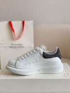 Alexander McQueen White Leather Oversized Sneakers with Black Suede Heel Tab