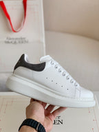 Alexander McQueen White Leather Oversized Sneakers with Black Suede Heel Tab