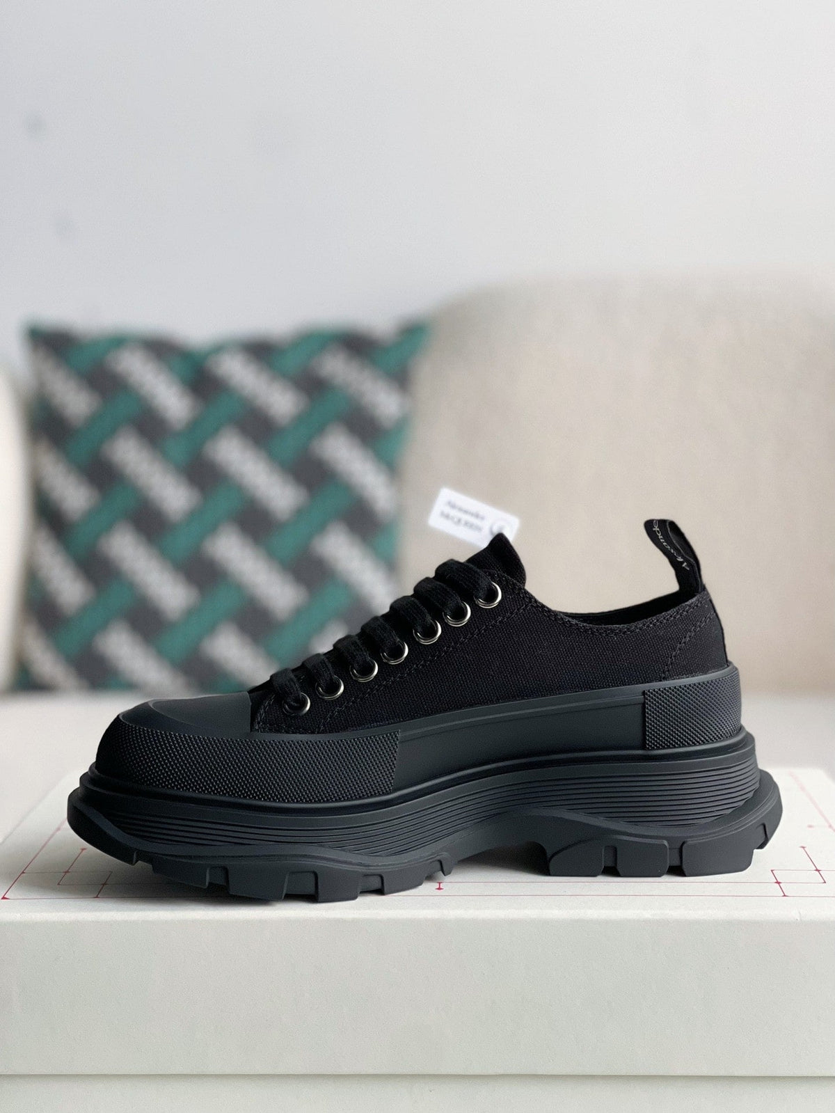 Alexander McQueen Tread Slick Lace Up Black Sneakers
