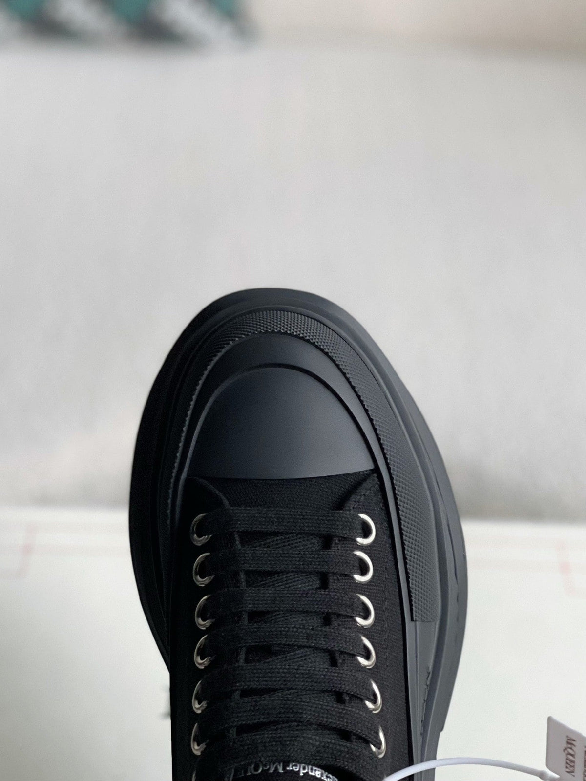 Alexander McQueen Tread Slick Lace Up Black Sneakers
