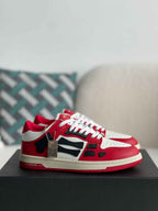Amiri Skel Top Low – Red, White & Black Grained Leather