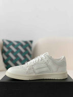 Amiri Skel Top Low – Triple White Grained Leather