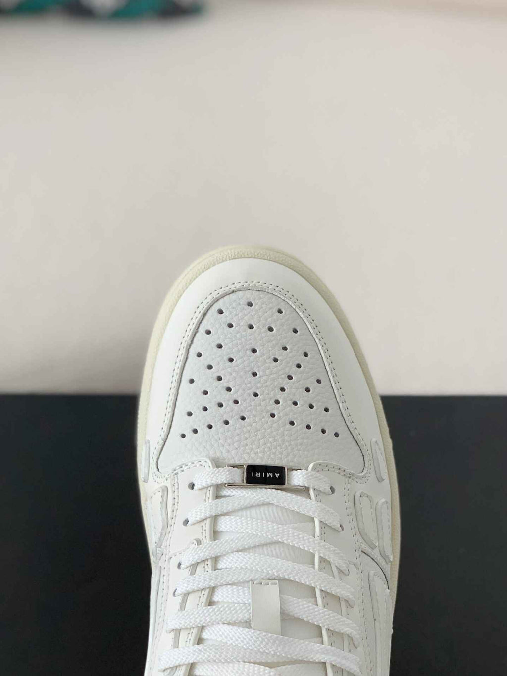 Amiri Skel Top Low – Triple White Grained Leather