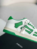 Amiri Skel Top Low – White & Green Grained Leather
