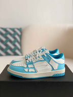 Amiri Skel Top Low – White & Sky Blue Grained Leather