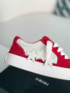 Amiri Star Court Low – Red & Bone Suede