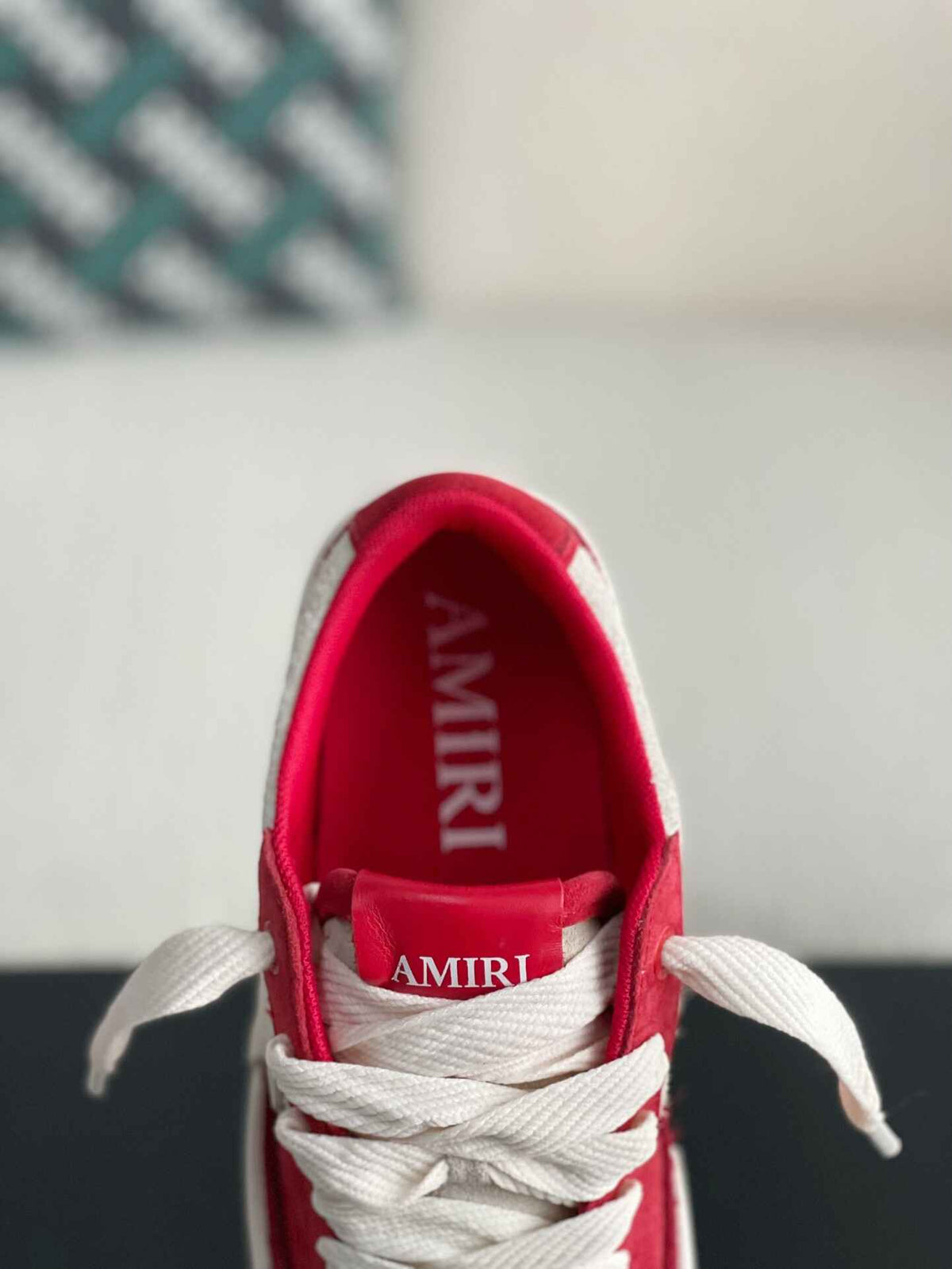 Amiri Star Court Low – Red & Bone Suede