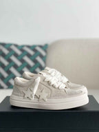 Amiri Star Court Low – Bone Suede & White Leather