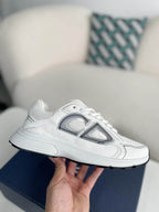 Dior B30 Low-Top Sneaker White Mesh and Technical Fabric with Grey CD Signature and White Rubber Sole