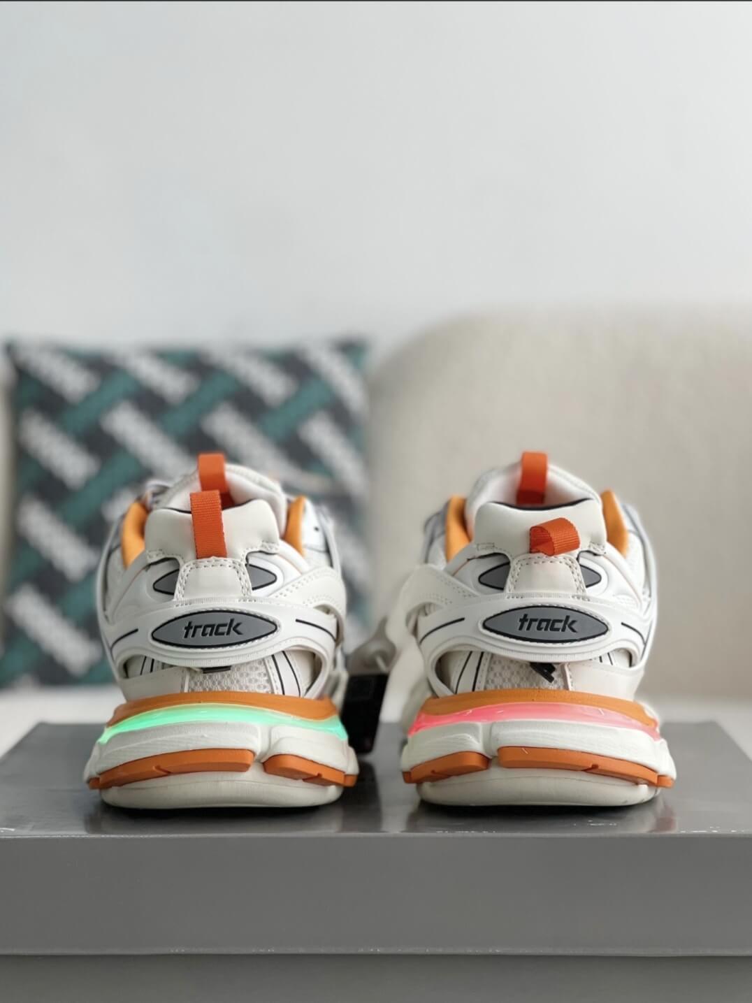 Balenciaga Track Sneaker – White, Orange & Neon Yellow