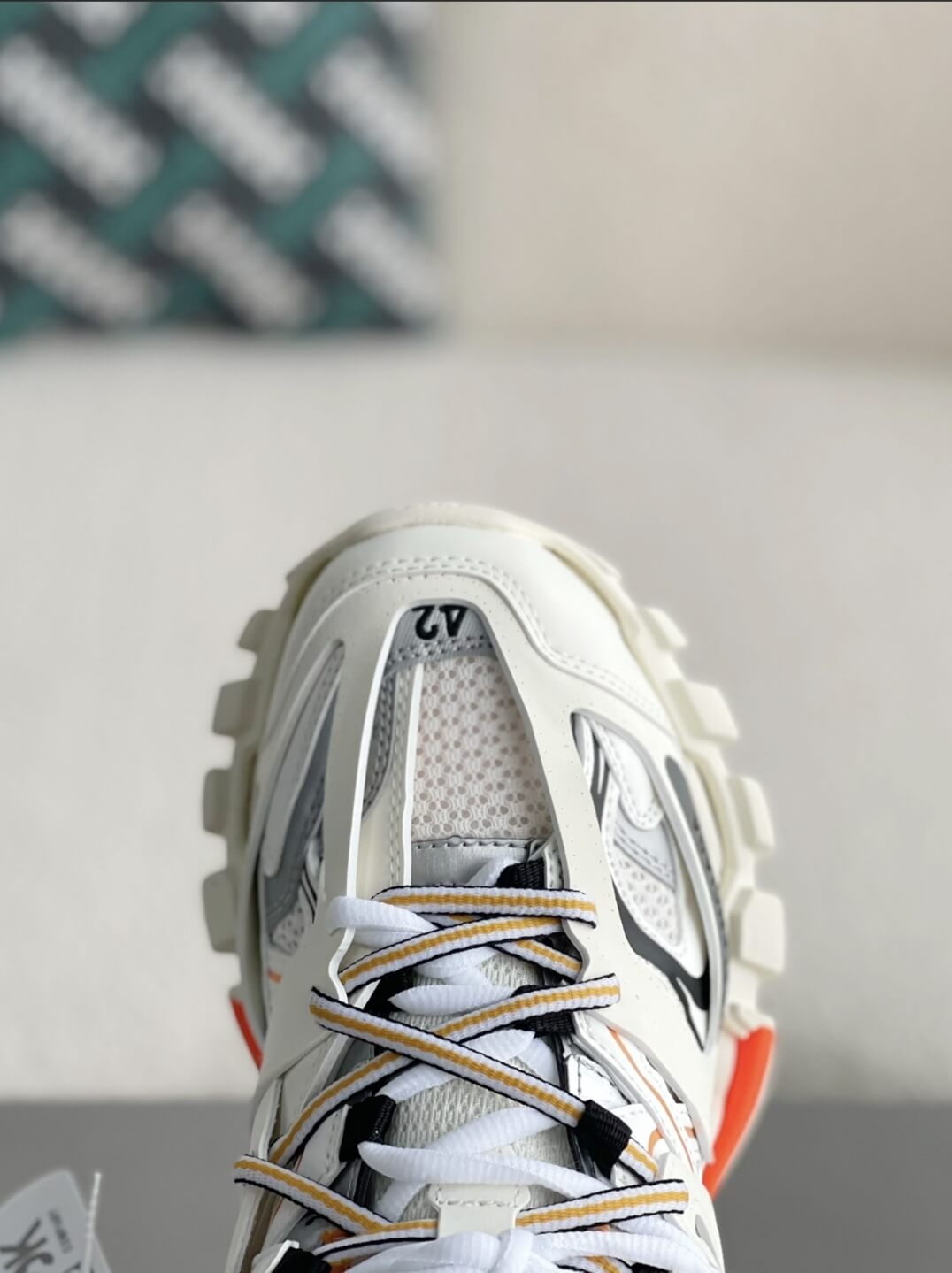 Balenciaga Track Sneaker – White, Orange & Neon Yellow