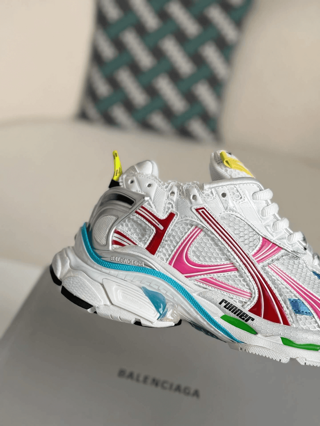 Balenciaga Runner Sneaker – Multi-Color White, Pink & Blue