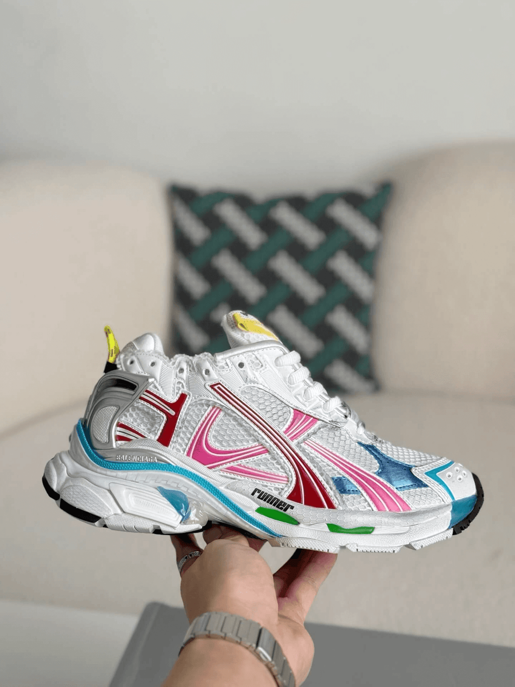 Balenciaga Runner Sneaker – Multi-Color White, Pink & Blue