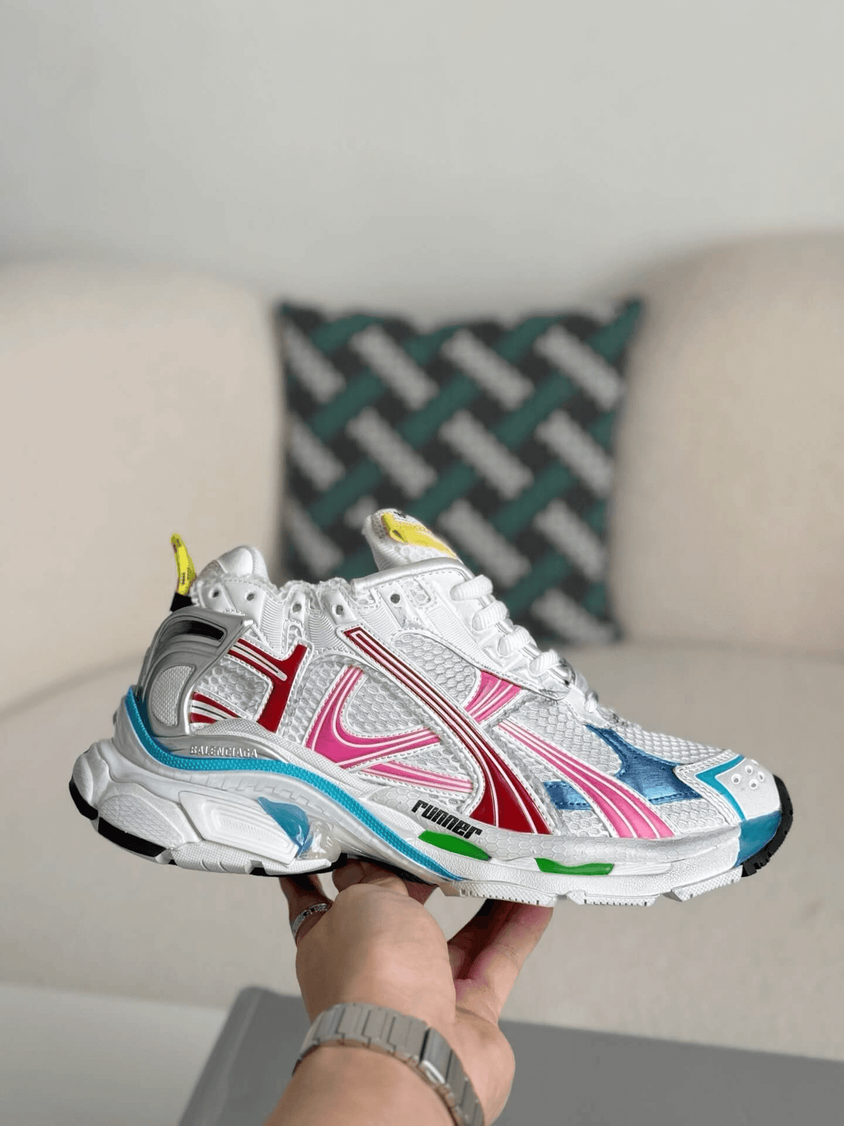 Balenciaga Runner Sneaker – Multi-Color White, Pink & Blue