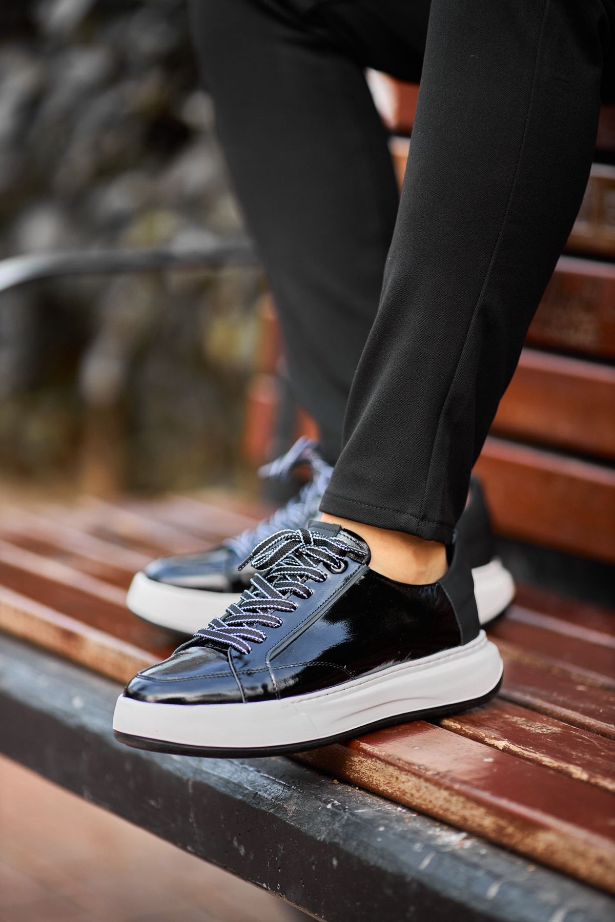 Cannes Platform Trainer — Black Patent-Look