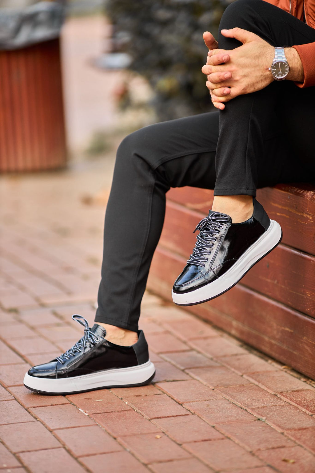 Cannes Platform Trainer — Black Patent-Look