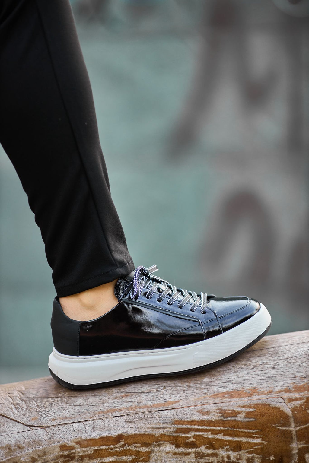 Cannes Platform Trainer — Black Patent-Look