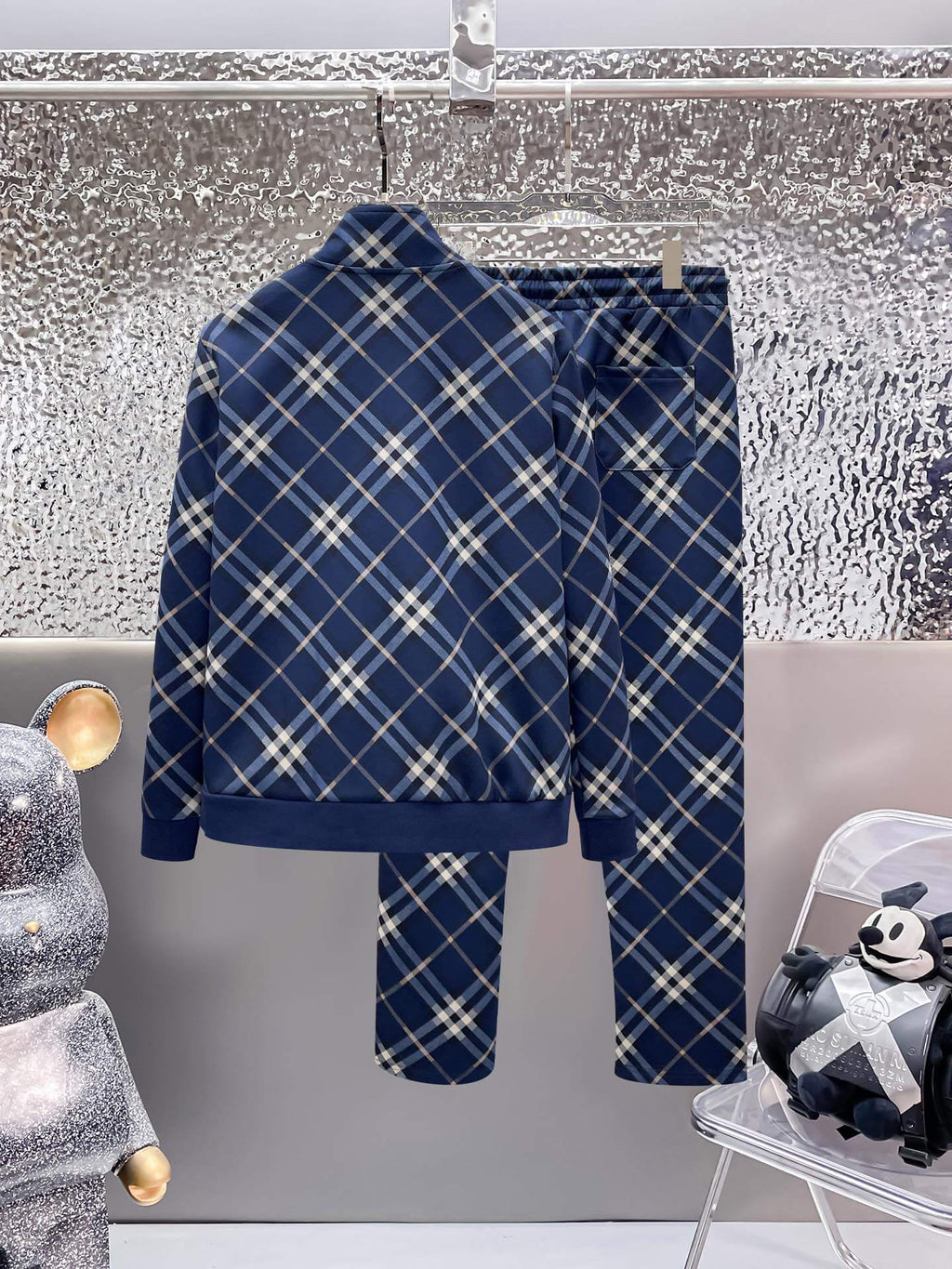 Burberry Check Technical Jersey Tracksuit Navy