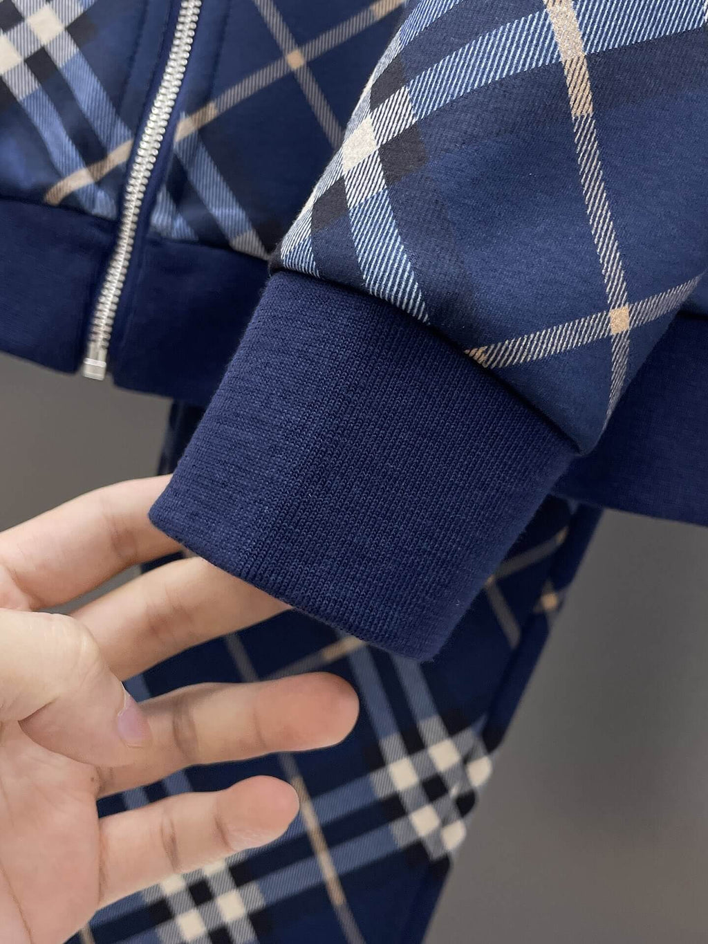 Burberry Check Technical Jersey Tracksuit Navy
