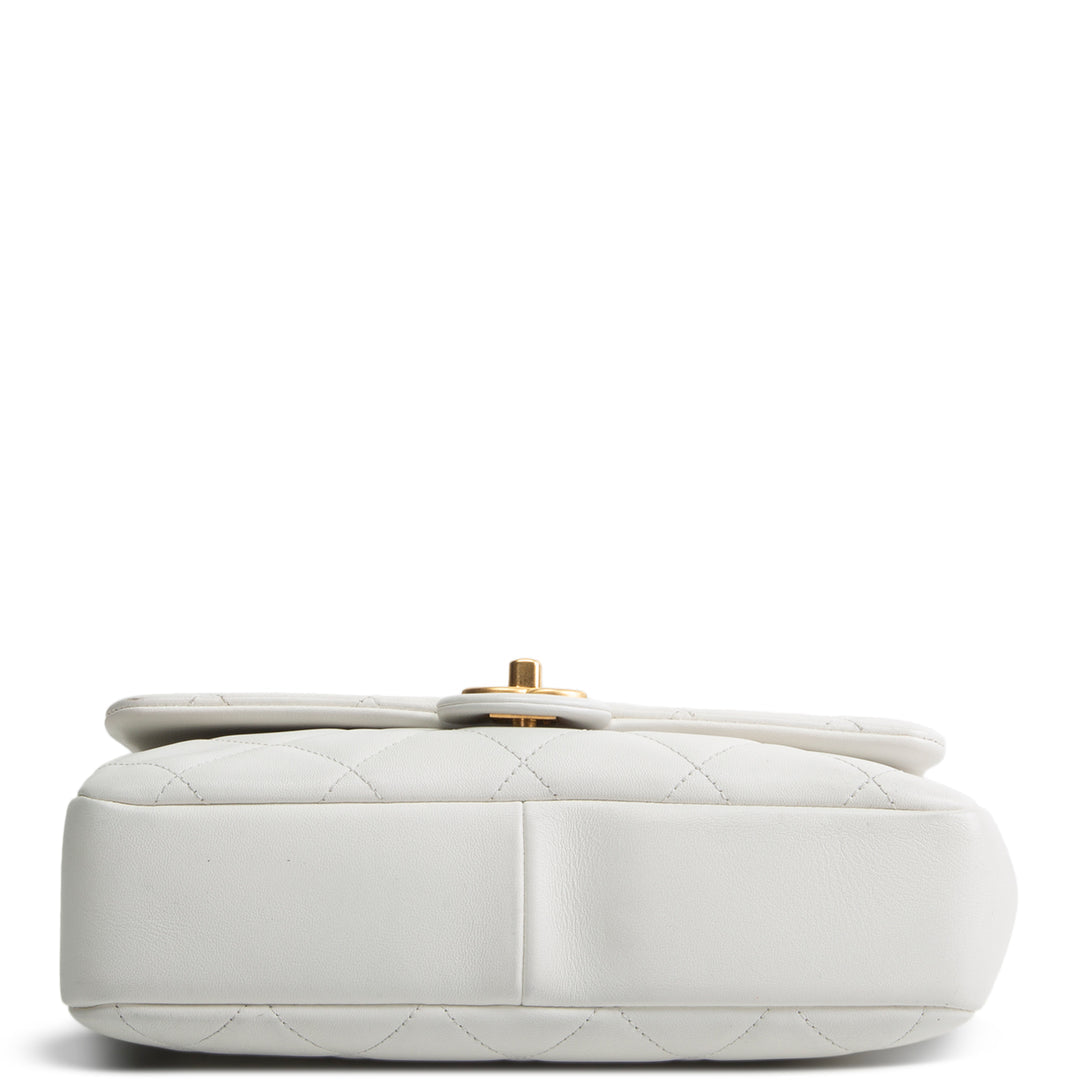 Designer-Inspired White Quilted Leather Chain-Handle Flap Bag (Coco Chain-Handle Style)
