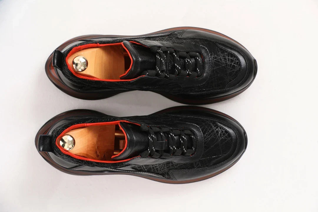 Custer Black Mid-top Leather Sneakers