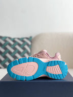 Dior B30 Low-Top Sneaker Pale Pink Leather and Mesh with Blue Rubber Sole