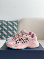 Dior B30 Low-Top Sneaker Pale Pink Leather and Mesh with Blue Rubber Sole