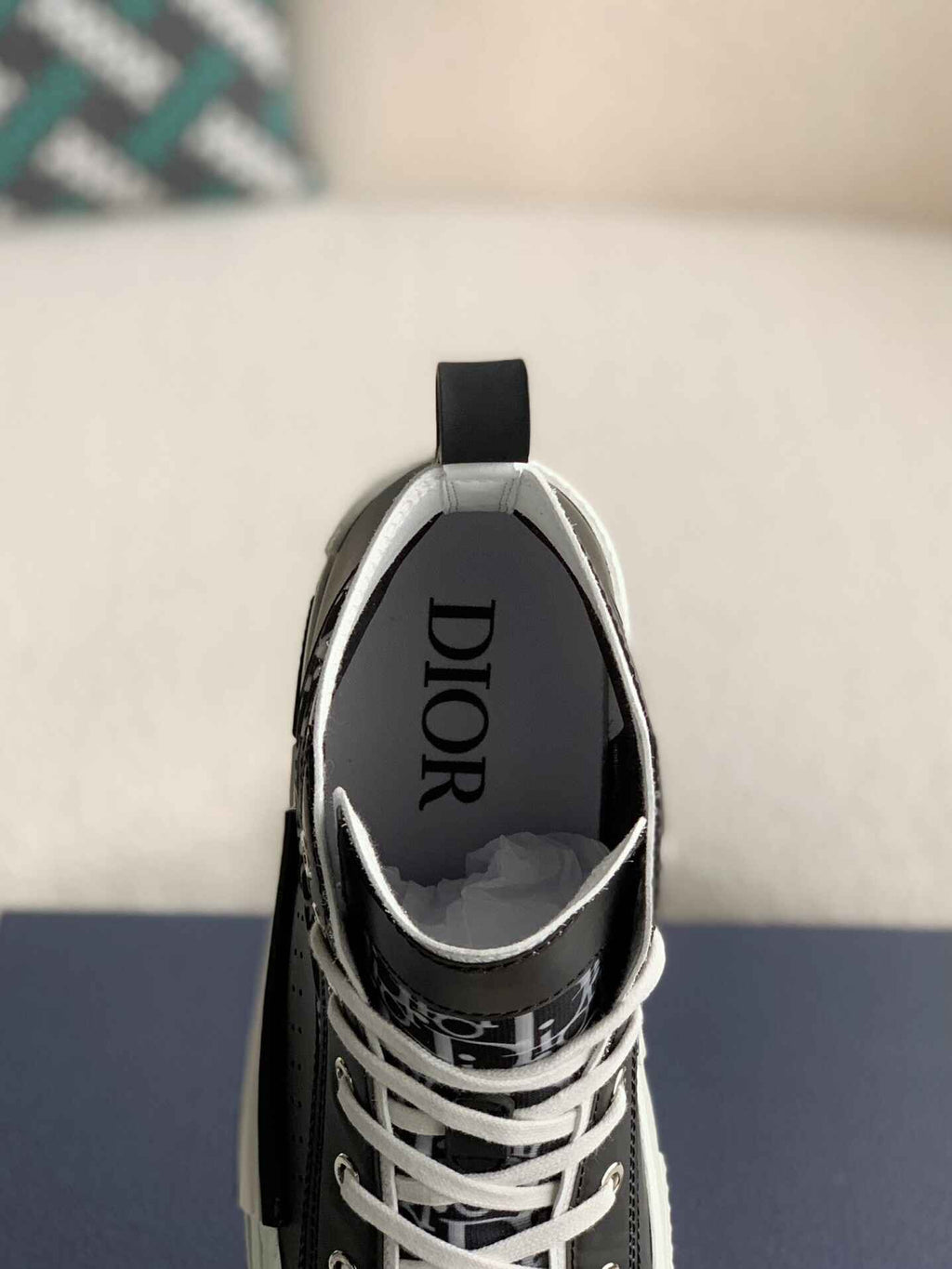 Dior B23 High-Top Sneaker in Black & White Dior Oblique Canvas