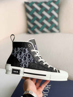 Dior B23 High-Top Sneaker in Black & White Dior Oblique Canvas