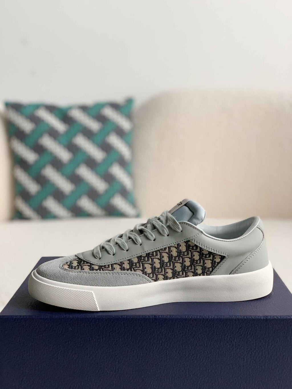 Dior B33 Low-Top Sneakers in Grey and Black Dior Oblique Canvas